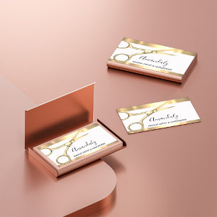 Cartão De Visita Tesoura do Ouro Hairdresser Stylist