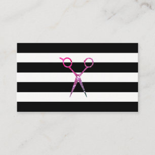 Cartão De Visita Tesoura Do Padrão De Stripe Chic