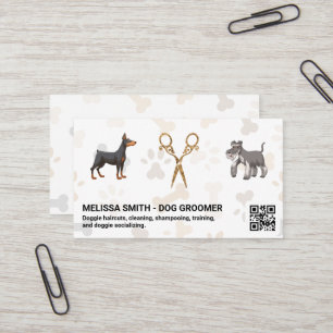 Cartão De Visita Tesoura do rico Cães Código QR