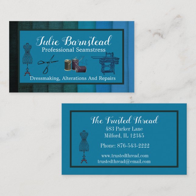 Cartão De Visita Tesoura do Tecido de Mannequin do Seamstress Dress (Frente/Verso)