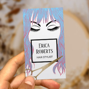 Cartão De Visita Tesoura Dourada de Lista de Cabelos e Salão de Cab