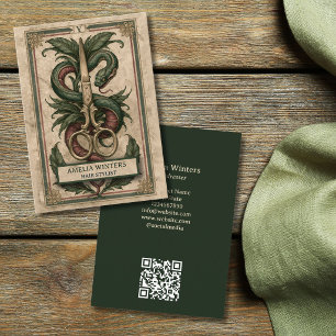 Cartão De Visita Tesoura Dourada Estilista de Cabelo Tarot Gótico V