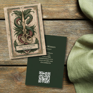 Cartão De Visita Tesoura Dourada Estilista de Cabelo Tarot Gótico V