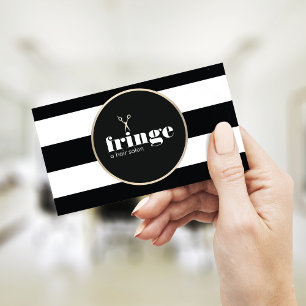 Cartão De Visita Tesoura Dourada Stylist para o cabelo Stripe Branc