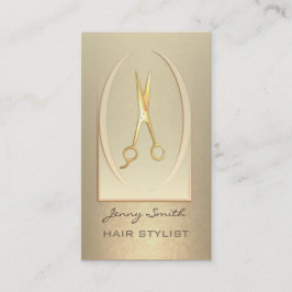 Cartão De Visita Tesoura elegante e elegante de ouro de luxo modern