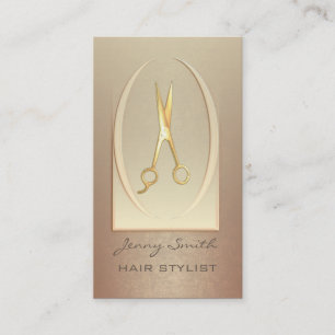 Cartão De Visita Tesoura elegante e elegante de ouro de luxo modern