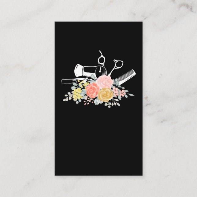 Cartão De Visita Tesoura-Flor Mulheres Cabeça-De-Cabelo (Frente)