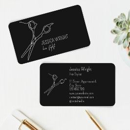 Cartão De Visita Tesoura Hair Stylist Arte Simples Moderna de Linha