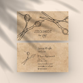Cartão De Visita Tesoura Hair Stylist Arte Simples Moderna de Linha