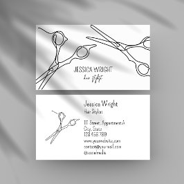 Cartão De Visita Tesoura Hair Stylist Arte Simples Moderna de Linha