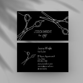 Cartão De Visita Tesoura Hair Stylist Arte Simples Moderna de Linha