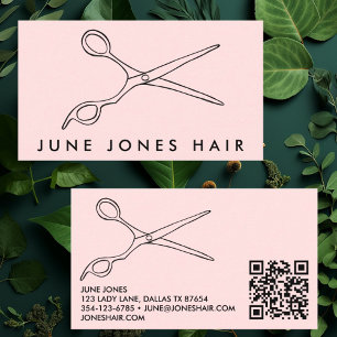 Cartão De Visita Tesoura Hair Stylist Código QR da Barber Chic Barb