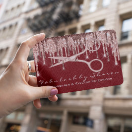 Cartão De Visita Tesoura Hair Stylist Hairdresser Rosa