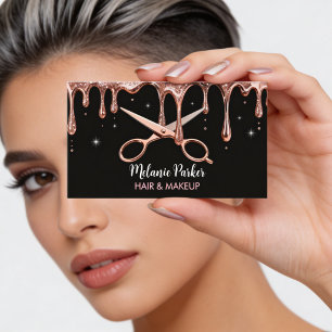 Cartão De Visita Tesoura Hair Stylist Hairdresser Rosa Drives Preto