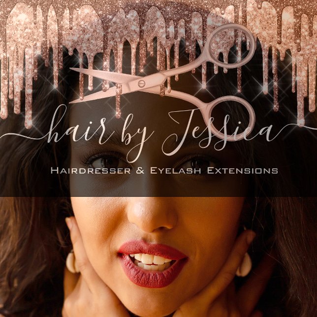 Cartão De Visita Tesoura Hair Stylist Hairdresser Rosa Drives Preto (Hair Stylist Hairdresser Scissors Rose Drips Black Business Card)