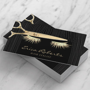 Cartão De Visita Tesoura Hair Stylist & Rapariga Black & Dourado Sa