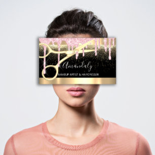 Cartão De Visita Tesoura Hairdresser Coiffeur Confetti Rosa Dourado