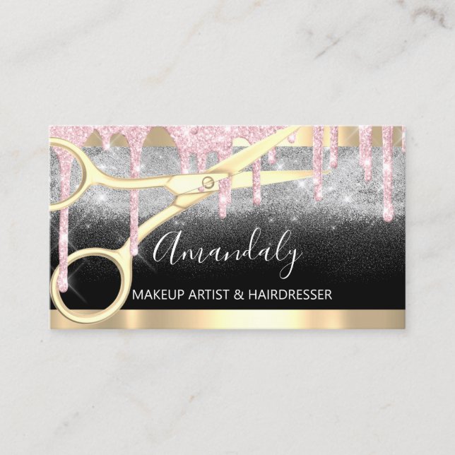 Cartão De Visita Tesoura Hairdresser Coluna Makeup Pin (Frente)