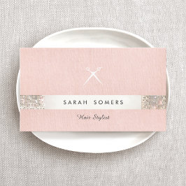 Cartão De Visita Tesoura Hairstylist Logotipo Sequência FAUX Salão 