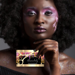 Cartão De Visita Tesoura Moderna de Hairdresser Preto Roxo