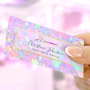 Cartão De Visita tesoura no fundo do pastel brilhante FAUX