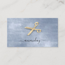 Cartão De Visita Tesoura-Ouro Stylist Azul