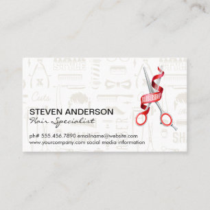 Cartão De Visita Tesoura para Clippers de Cabelo   Padrão de barbei
