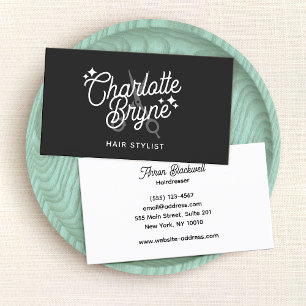 Cartão De Visita Tesoura Preta De Cabelo Retro