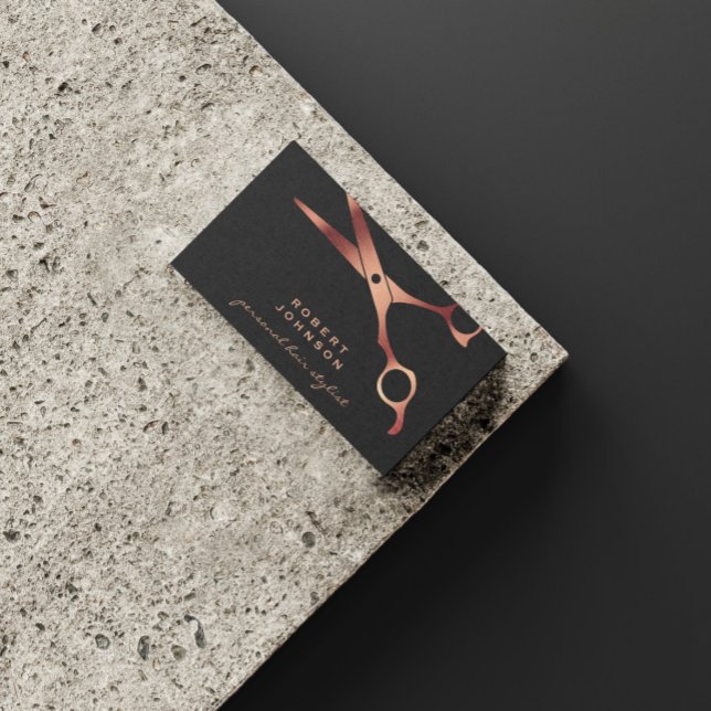 Cartão De Visita Tesoura Preta de Cobre Preta do Cabeleireiro Compr (Criador carregado)