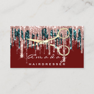 Cartão De Visita Tesoura profissional de cabeleireiro Rosa