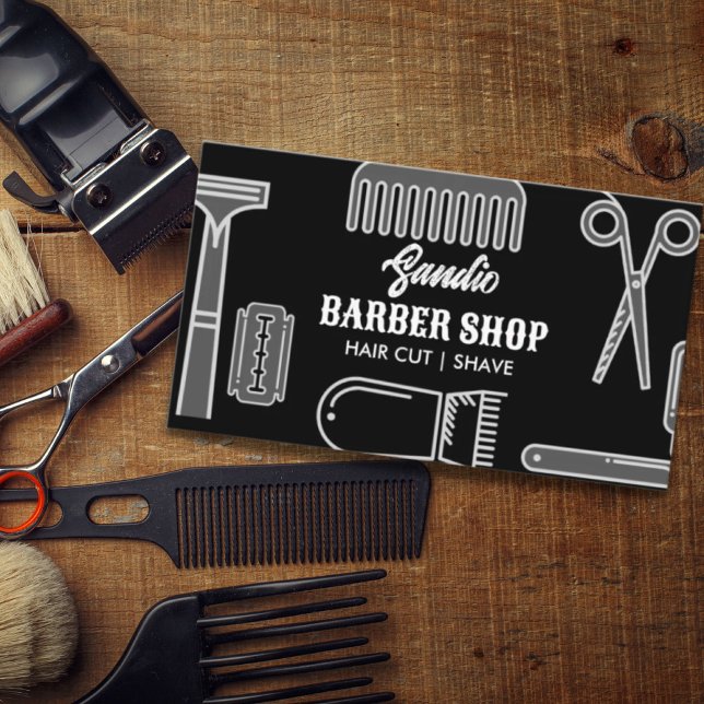 Cartão De Visita tesoura retro salon cabeleireiro salão compro barb (Criador carregado)