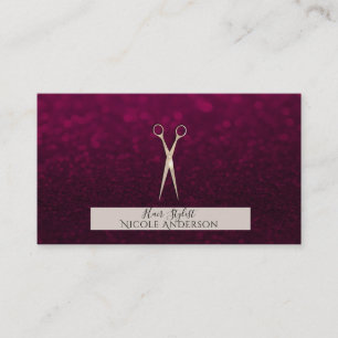 Cartão De Visita Tesoura Rosa Dourado Rosa Estilista de Cabelo Burg