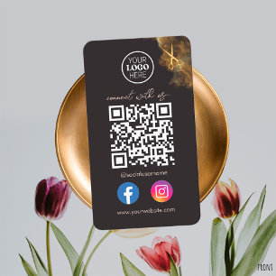 Cartão De Visita Tesoura Roxo Dourado de Mídia Social Elegante Códi