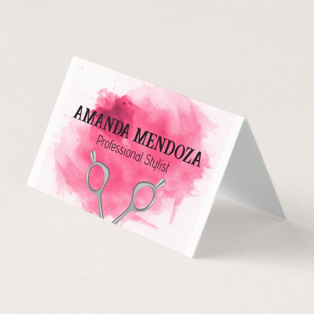 Cartão De Visita Tesoura Salon | Corante Vermelho Artístico (Frente)