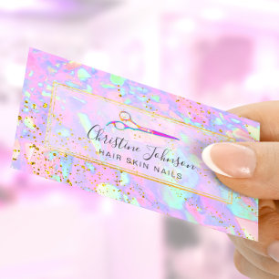 Cartão De Visita tesoura sobre fundo pastel brilhante FAUX