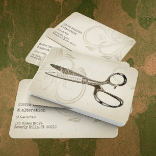 Cartão De Visita Tesoura Vintage Hairdresser Elegante Seamstress