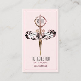 Cartão De Visita Tesouras Antigas E Esforço De Selo Rosa-Banner