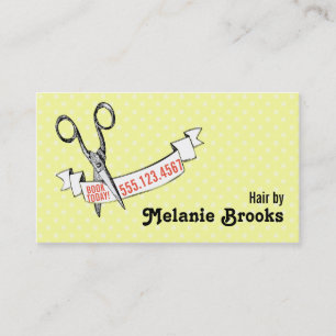 Cartão De Visita tesouras bonitos do amarelo do cabeleireiro do
