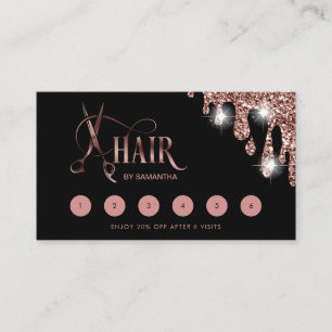 Cartão De Visita Tesouras de cabelo estilista rosa dourado