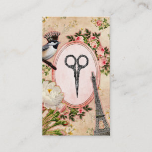 Cartão De Visita Tesouras do pássaro do rosa do cabeleireiro do