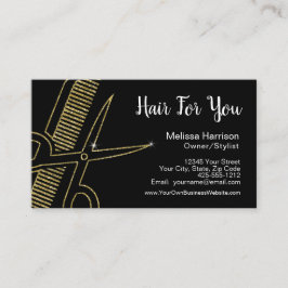 Cartão De Visita Tesouras Douradas de Hairstylist