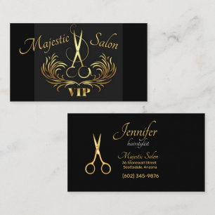 Cartão De Visita Tesouras Douradas Hairstylist, VIP de espirros 