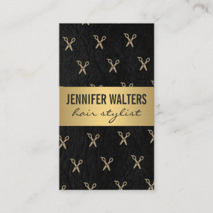 Cartão De Visita Tesouras metálicas Dourados luxuosas do salão de