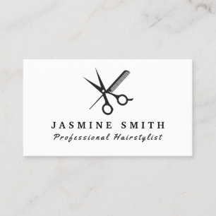 Cartão De Visita Tesouras minimalistas e Hairstylist do logotipo do