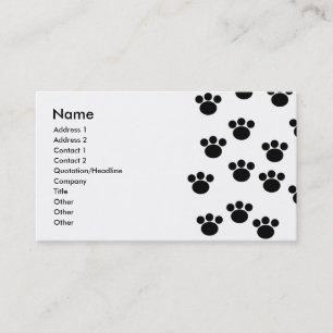 Cartão De Visita Teste padrão animal do impressão da pata. Preto 