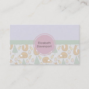 Cartão De Visita Teste padrão bonito das criaturas da floresta