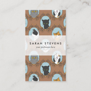 Cartão De Visita Teste padrão bonito dos gatos