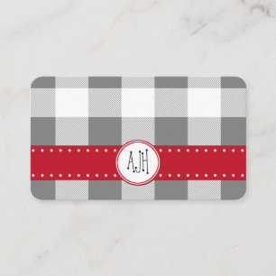 Cartão De Visita Teste padrão Checkered do guingão - branco