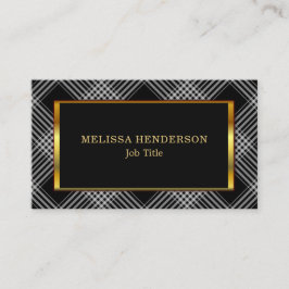 Cartão De Visita Teste padrão checkered do preto Dourado à moda