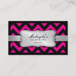 Cartão De Visita Teste padrão cor-de-rosa e preto magenta elegante